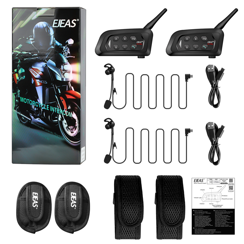 EJEAS cross-border doble-pack V4C walkie-talkie profesional para partidos de fútbol Soporte 4 personas con intercomunicador para árbitro deportivo