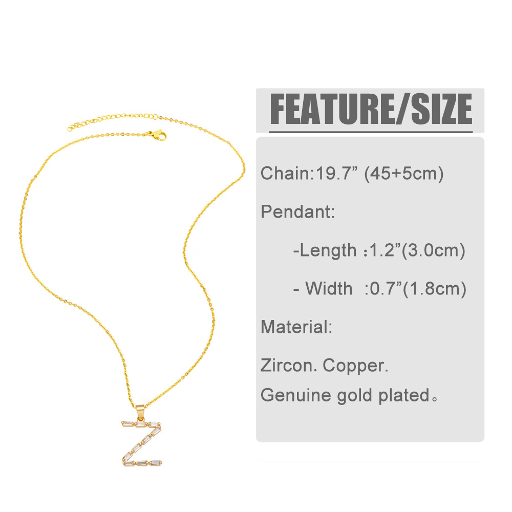 Fashion Letter Copper Inlay Zircon Pendant Necklace 1 Piece