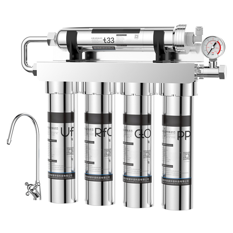 Purificador de agua doméstico de acero inoxidable de grado alimenticio sin enchufe, ultrafiltración de aguas residuales y purificador de agua de cinco niveles para transmisión en vivo transfronteriza