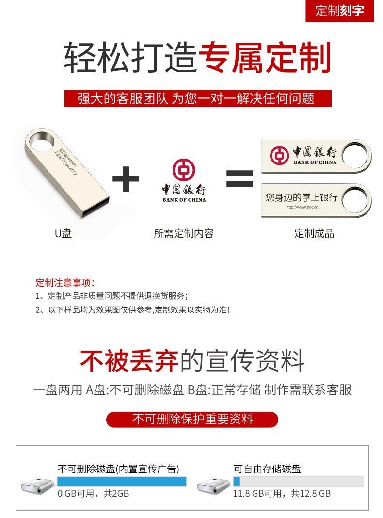 批发U盘2g足量8g大容量128g优盘 超轻婚庆16g投标4g车载迷你定 制详情3