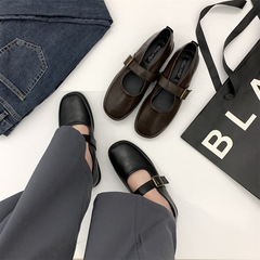 瑪麗珍鞋子女2024年新款春秋英倫風小皮鞋平底豆豆鞋小眾法式單鞋