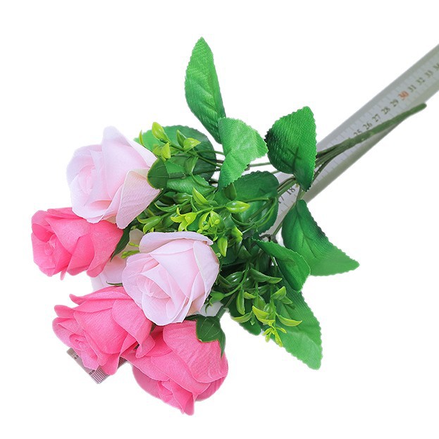 Fabricante de venta popular en Internet explosivo de 6 cabezas pequeño ramo de rosas de 6 cabezas conjunto simulado de flores falsas adornos para el hogar flores artificiales de plástico