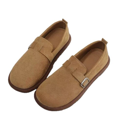 Korean-style Birkenshine shoes for women, retro spring and autumn 2025 new style bean loafers flat bottom anti-slip with skirt soft sole single shoes 