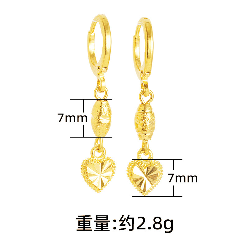 Arena oro amor pendientes de las mujeres de aleación de cobre melocotón corazón pendientes estrella de alto grado en línea popular en vivo suministro al por mayor