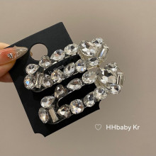 【HHBABY KR】小众感超闪锆石椭圆形发夹 化妆边夹刘海夹发卡原石