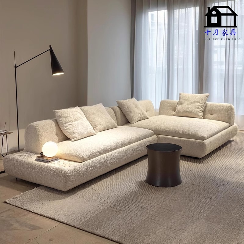 Mini estilo italiano gran sala de estar sofá luna villa de viento de crema de viento de viento silencioso moderno sofá de tela para dos personas