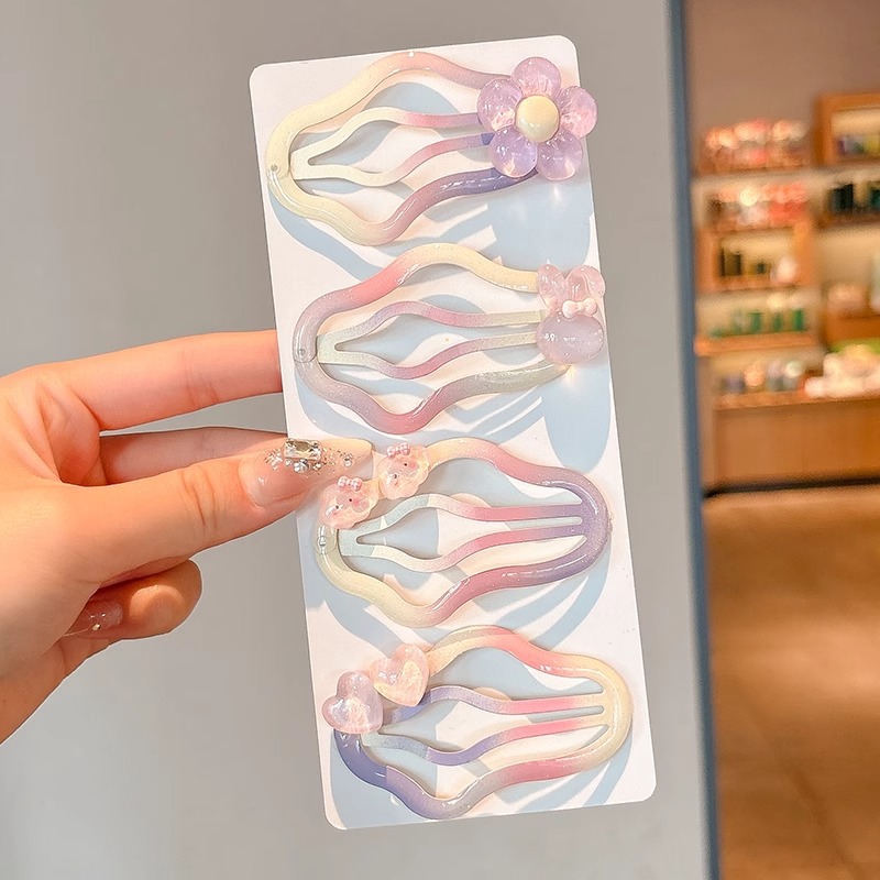 Niños de color gradiente nubes cabello broche hueco broche BB clips lateral clips detrás de la cabeza broche niñas