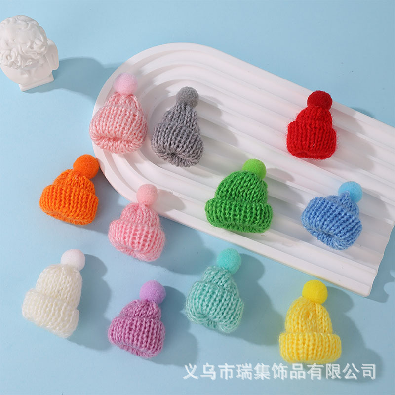 包邮跨境韩版针织毛线球圣诞迷你小帽子玩具手指帽子装饰可爱小帽