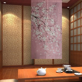Factory Direct Sales Japanese Export Japanese-Style Fabric Printed Door Curtains Wholesale and Retail Pink