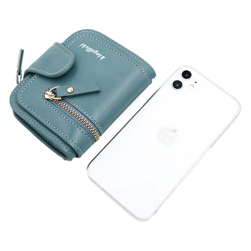 Cartera corta de mujer de estilo coreano simple de mano multifuncional multi-tarjeta monedero hebilla cremallera bolsa de almacenamiento de monedas