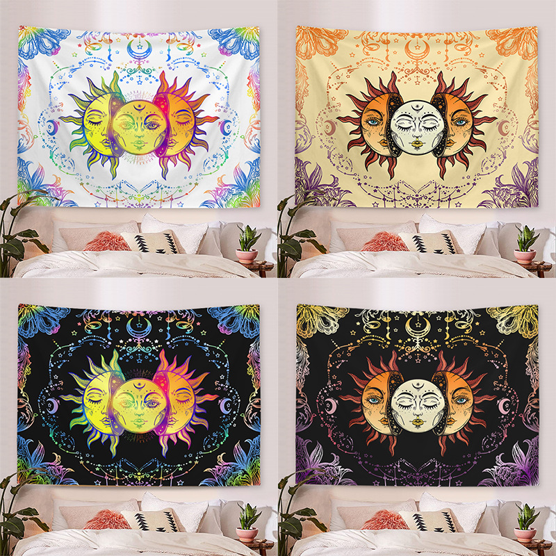 彩色太阳嬉皮风背景布波西米亚风曼陀罗居家装饰挂毯跨境外贸挂布
