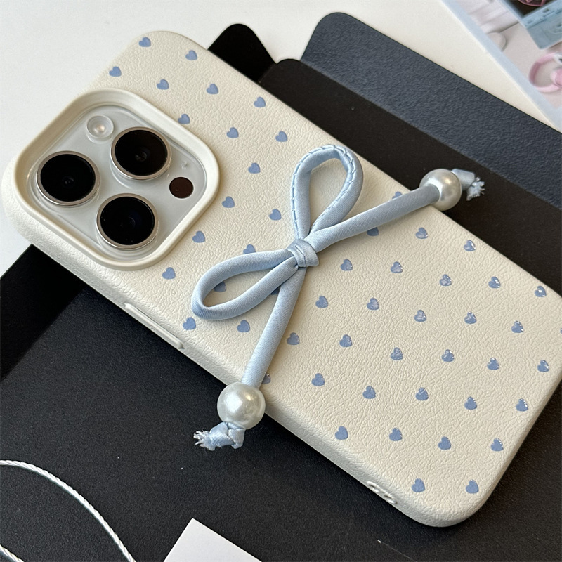 Blue Color Silica Gel Heart Shape Bow Knot Cute Phone Cases Phone Accessories