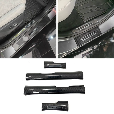 Suitable for BYD 24 yuan up threshold strip modified welcome pedal trunk rear guard plate tailgate protective strip (Dekorativ pedal başlıqları) - inner-sill-4-pieces-abs-carbon-fiber-pattern-applicable-to-byd-24-yuan-up