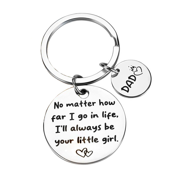 Father's Day Dad Mom Keychain for Dad, Daughter, Child, Little Girl, Birthday Gift for Dad