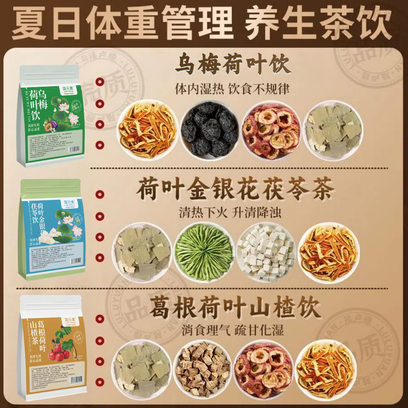 ソースメーカーの蓮の葉、スイカズラ、ポリア茶、Douyinライブブロードキャスト、同じ蓮の葉、スイカズラ、ポリア茶、ドロップシッピング|undefined