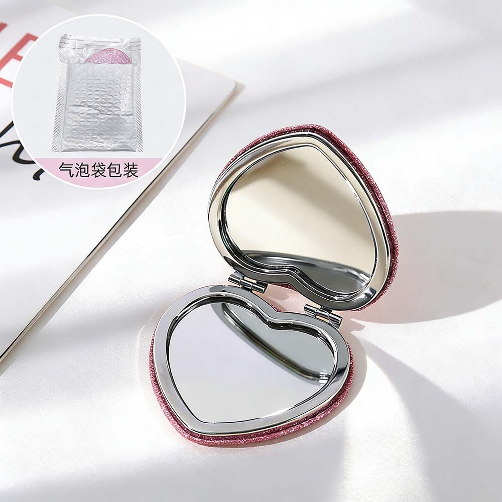 Espejo pequeño de amor de alto valor con mini dormitorio de estudiante espejo plegable de doble cara espejo de maquillaje portátil redondo