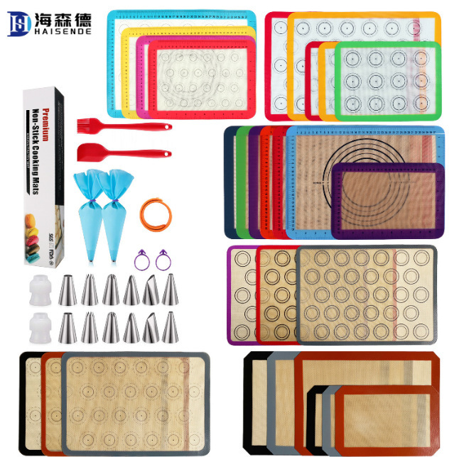 Spot Wholesale Silicone Baking Mat High Temperature Resistant Fiberglass Macaron Baking Mat Oven Non-Stick Silicone Baking Pan Mat