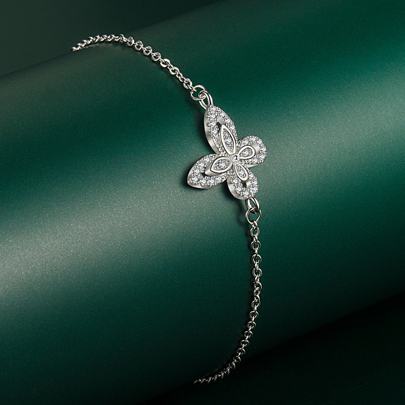 Sweet Butterfly Copper Inlay Zircon Bracelets 1 Piece