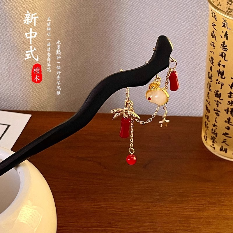 Nuevo estilo chino rojo flange U pinzas de cabello para mujeres otoño invierno de alto nivel pinzas de cabello estilo antiguo pinzas de ropa de estilo chino pinzas de Año Nuevo tocado