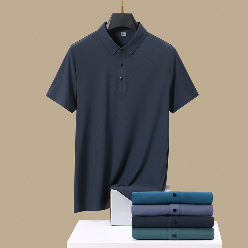 Camiseta de polo de hielo sin marcas de verano hombre elástico ligero de negocios frío camiseta de color sólido secado rápido casual manga corta al por mayor