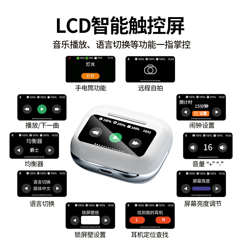 无线蓝牙耳机华强北爆款AI翻译半入耳式彩屏触控超长续航双唛通用|undefined
