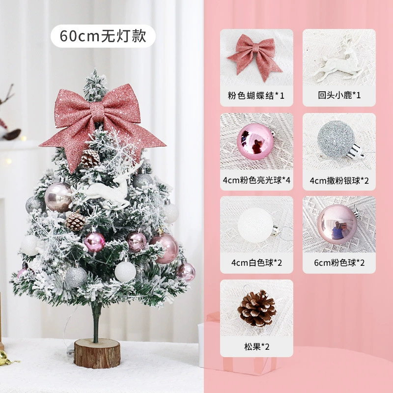 Christmas tree mini flocked 60 cm, falling snow effect, tabletop ornament
