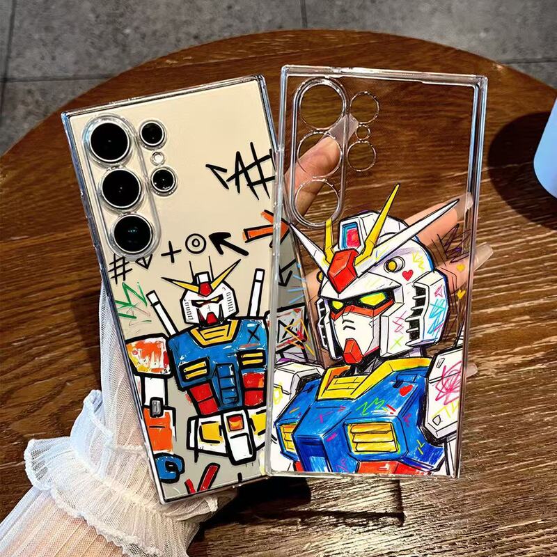 Suitable for Samsung S26 phone case, trendy brand graffiti Gundam Galaxy S25 new model, transparent S24 lens full protection S23