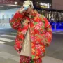 中国东北冬季牡丹花棉服