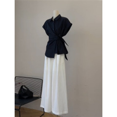 YT426548 夏服、エレガントで上品な服装、見栄えの良い白いワイドパンツのツーピーススーツの女性用セット