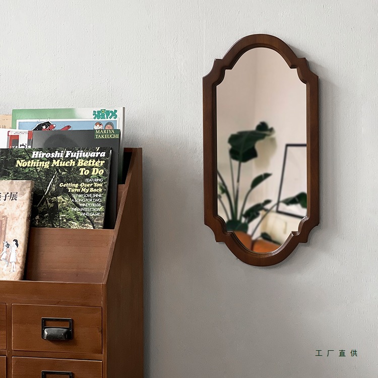 Wensen Home Retro Decorative Mirror French Solid Wood Bathroom Second-Hand Mirror Living Room Wall Hanging Bathroom Mirror