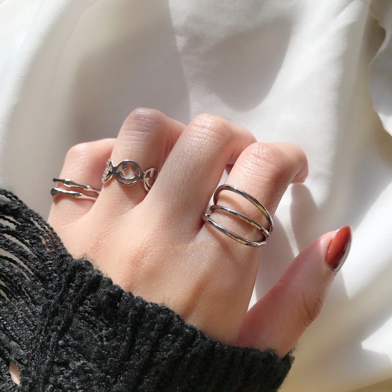 Womens KoreanStyle Fashionable MultiLayer Line Ring Ins Niche Normcore Bag Simple Personality Open Index Finger Ring Fashionpicture2