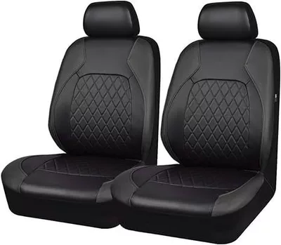 Cross-border best-selling single-line diamond-pattern car seat cover, solid color leather seat cover, full-cover universal car seat cushion cover wholesale (Universal seat cover) - black-4-piece-set-for-the-two-front-seats
