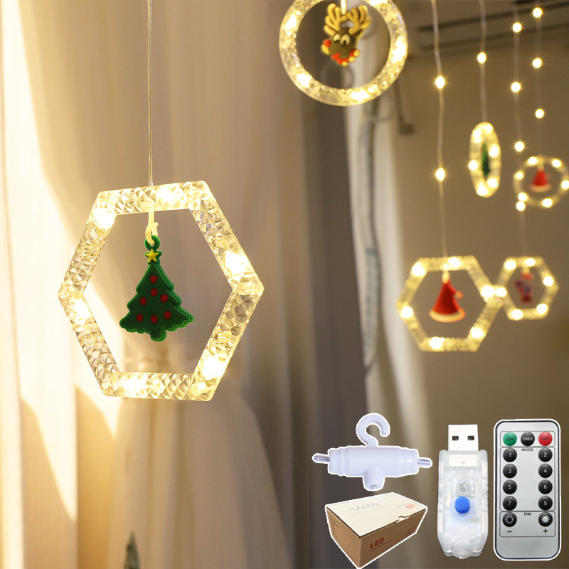 Nueva cadena de luces LED estéreo para cortina, luz de fondo para dormitorio, control remoto USB, luz nocturna de alambre de cobre, cadena de luces decorativas navideñas