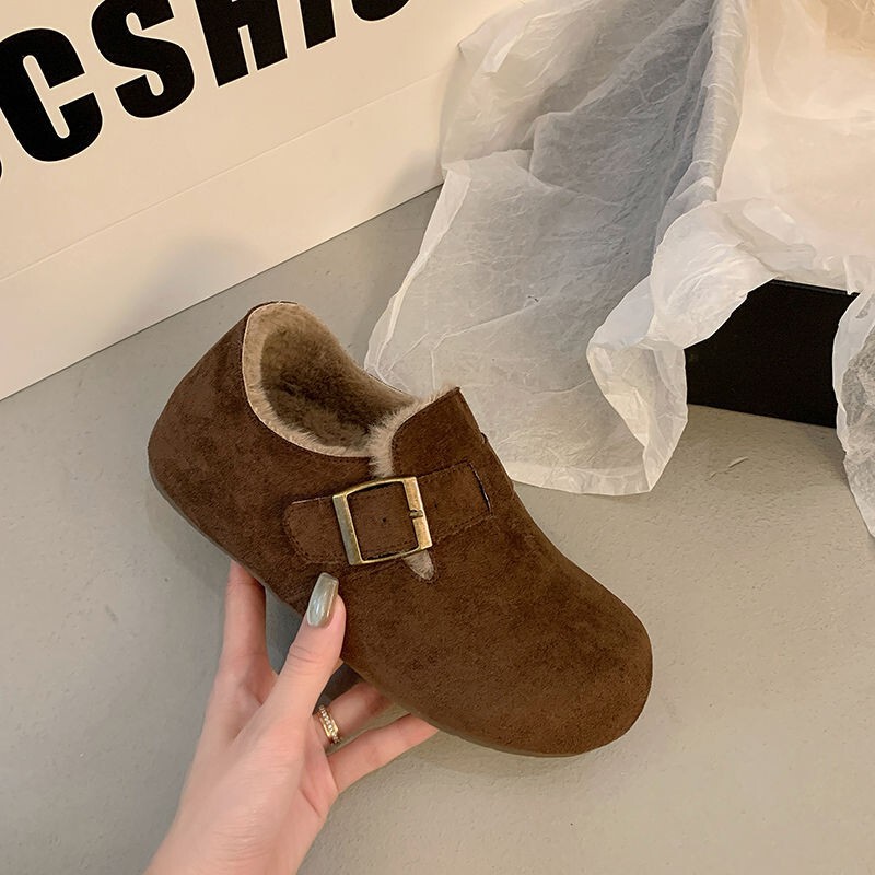 2025 Retro Round-Toe Felt Fleece-Lined Birkenstock Shoes for Women Fleece-Lined Autumn and Winter Slip-On Warm Cotton Scoop Shoes Woolen 2025 Retro Round-Toe Felt Fleece-Lined Birkenstock Shoes for Women Fleece-Lined Autumn and Winter Slip-On Warm Cotton Scoop Shoes Woolen