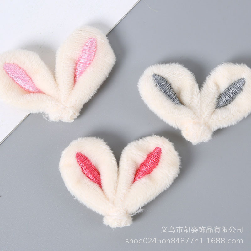 En stock pelo recto piel Orejas de conejo bordado accesorios calcetines muñeca accesorios para el cabello anillo de felpa accesorios lindos orejas