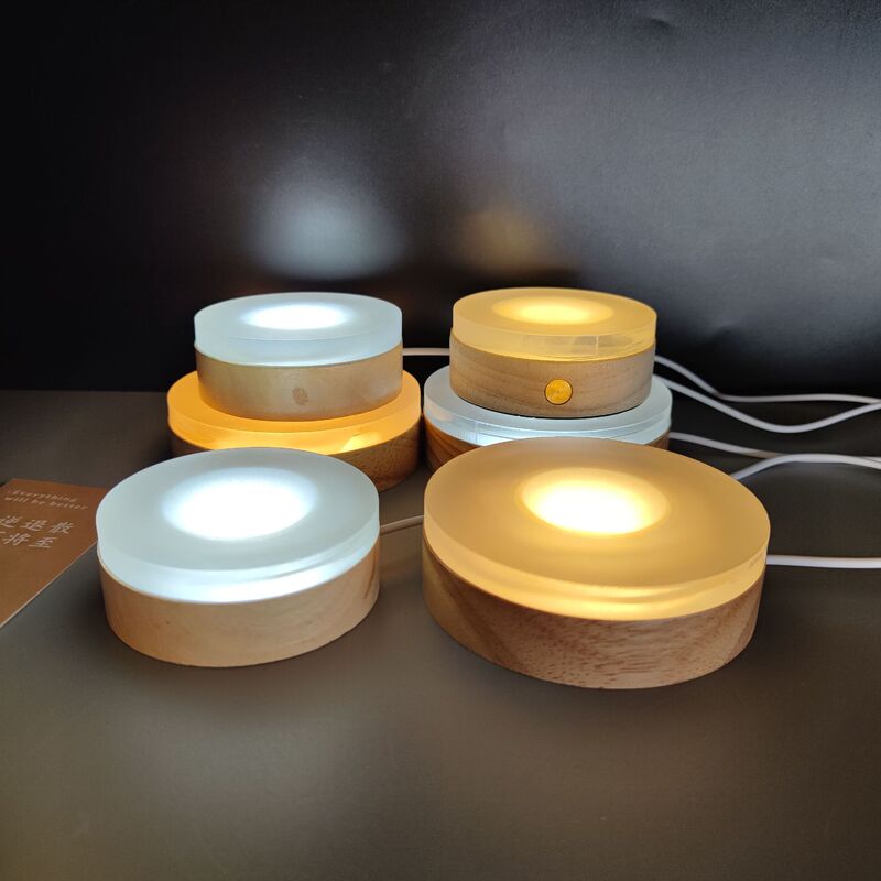 Ufo Night Light with Solid Wood Luminous Base, Acrylic Frosted Diffuser Plate, Aromatherapy DIY Small Wine Bottle, Creative Wood Art