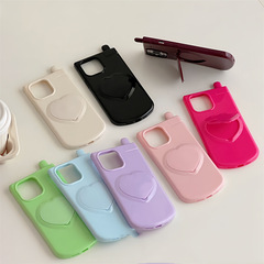 Brother Big Flip Cover Heart Mirror Bracket for iPhone 15 Apple 12 Suitable for 13/14 Pro Max Phone Cases