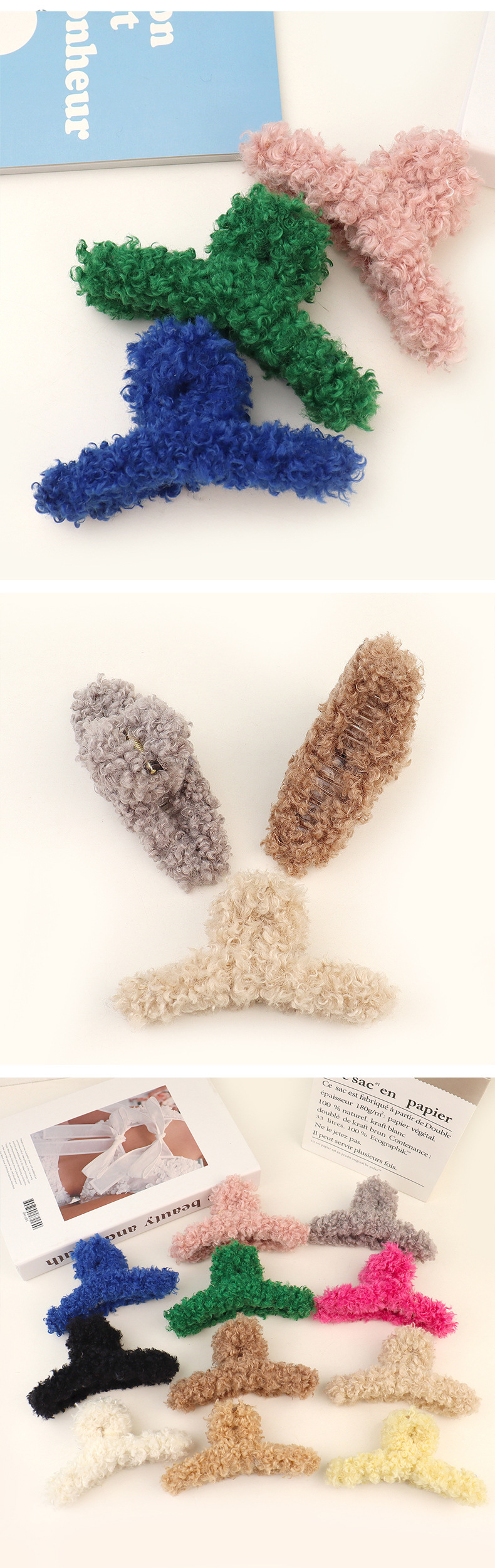 Wholesale Women's Elegant Solid Color Shearling Hair Claws Nihaojewelry