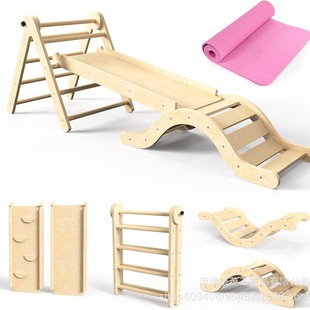 Children's Wooden Climbing Frame Household Small Toddler Climbing Frame Triangle Foldableing Frame Sensory Training Baby Solid Wood Climbing Frame