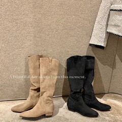 羊皮版~法式复古西部牛仔长筒靴女2025秋冬新款尖头不过靴长筒靴