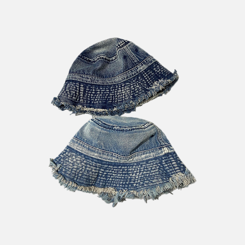 Denim‎ Frayed Cowboy Bucket Hat Wide Brim Blue Jean Style Brand New !! DOCILA Frayed Denim Bucket Hat Women Vintage Blue Jean  main image 2