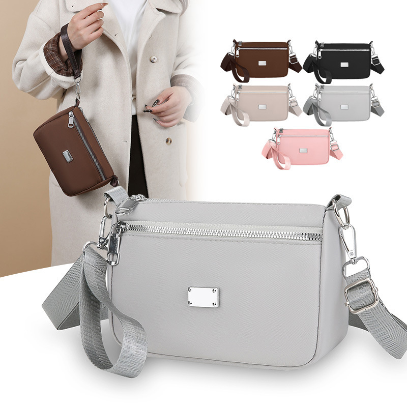 Single-Shoulder Small Square Bag, Large Capacity, Women's Middle-Aged Mom Bag, Oxford Cloth Nylon Crossbody Bag, Casual and Versatile
