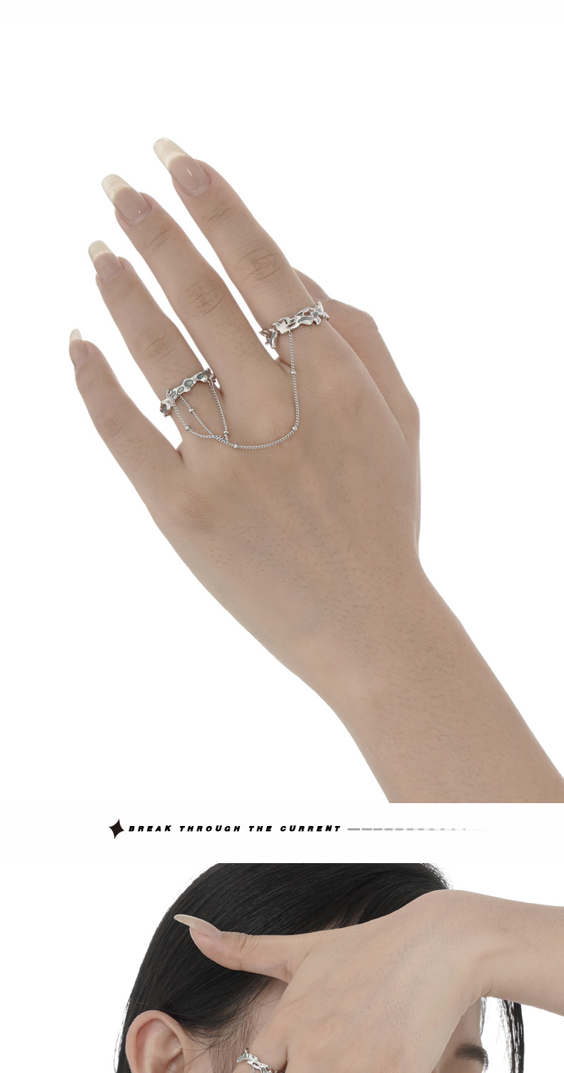 Fashion Irregular Silver Epoxy Chain Open Ring 1 Piece