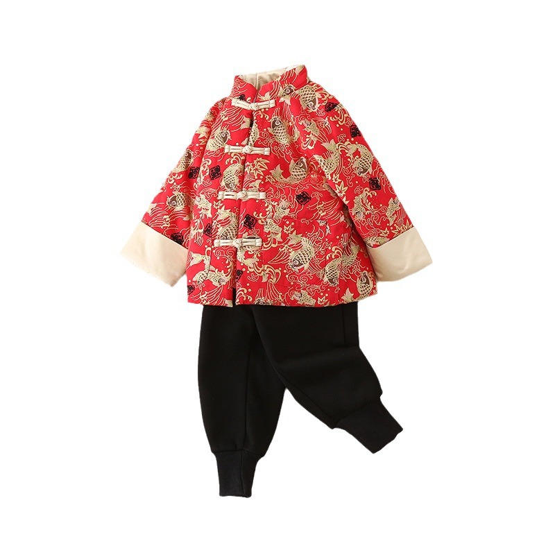 Estilo chino hanfu Niño de Año Nuevo festivo bebé traje de algodón ropa de invierno ropa de felicitación de Año Nuevo para niños Tang traje antiguo traje