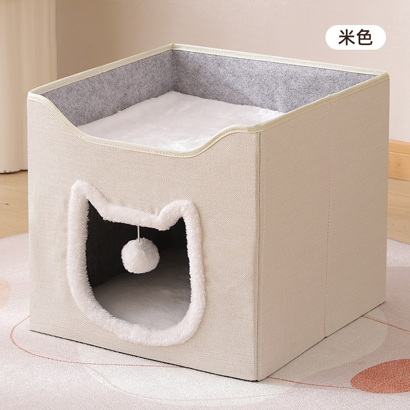 Nido de gato transfronterizo plegable para alojar gatos, casa de gato, villa de cuatro estaciones con placa de agarre para gatos, calentamiento para gatos, productos para mascotas