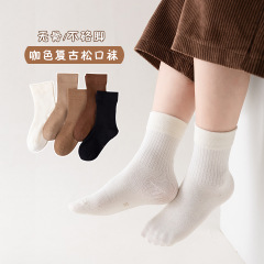 振音爆型児童靴下秋冬純色綿赤ちゃん無骨松口靴下中小童韓版insスタック靴下