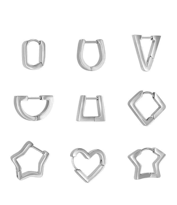 Fashion Geometric Stainless Steel Earring Studs for Men Women Punk Trendy Wholesale Ear Piercing Jewelry detail image 10