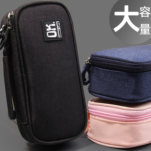 Simple pencil bag large capacity female middle school student boy junior high school student ins Japanese pencil bag sense internet celebrity canvas text
