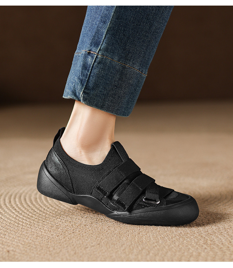 Giày sneaker nữ chunky đế dày da dê phối màu cao cấp — màu đen, màu trắng ngà chi tiết 11