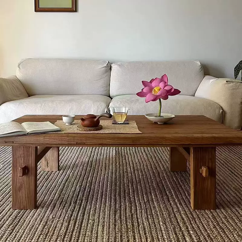 Старая дверная панель из вяза, чайный столик для гостиной, журнальный столик из цельного дерева, мебель в античном стиле, потертый чайный столик в стиле дзен, балконный столик с эркером